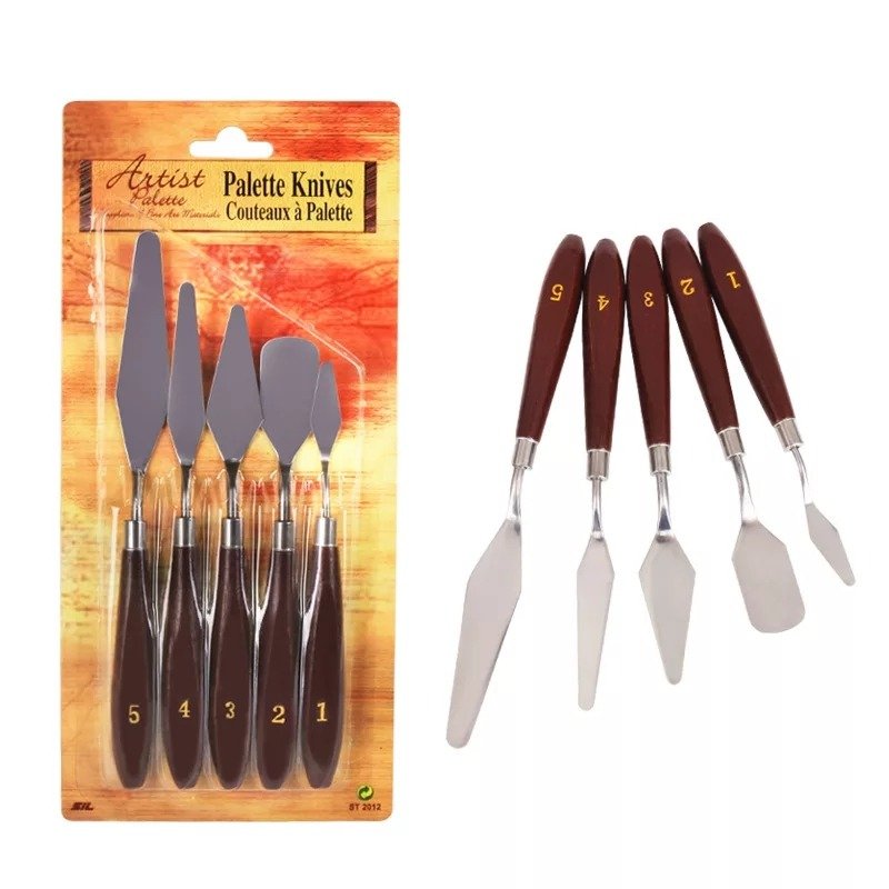 5 Piece Stainless Steel Palette Knife Set – Professional Cake Decorating & Painting Spatula Tools