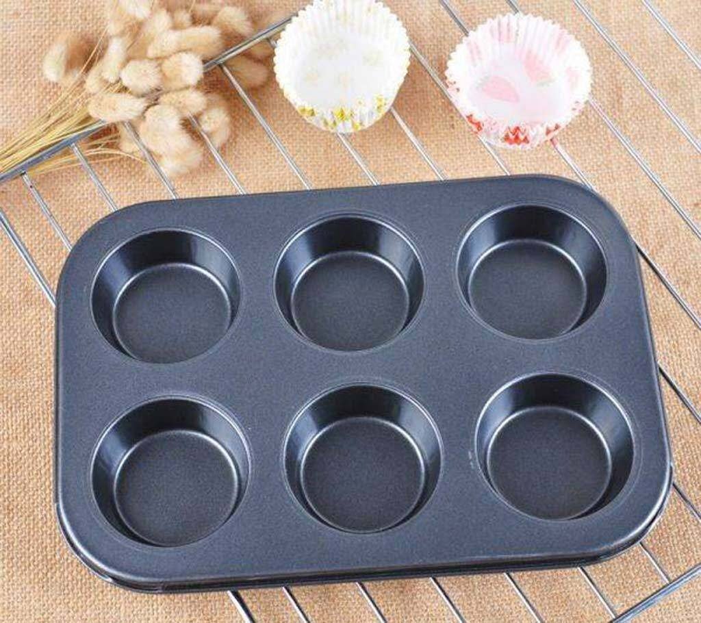 Nonstick 6-Cup Carbon Steel Muffin and Cupcake Baking Pan – Durable, Easy to Clean, Rust-Resistant Tray