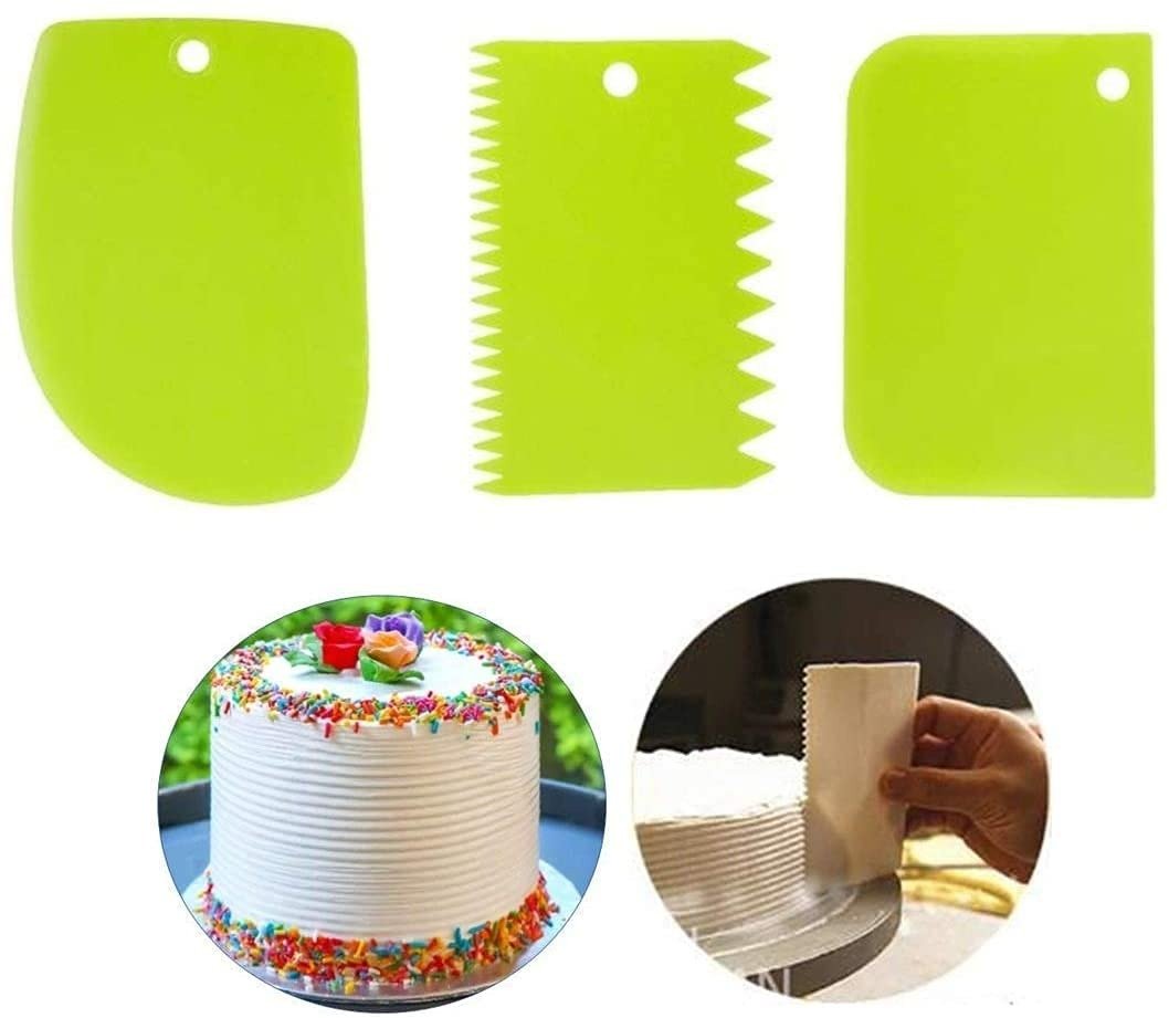 Stainless Steel & Plastic Dough Scraper Set – Cake Icing Smoother, Pastry Cutter & Baking Tool Kit