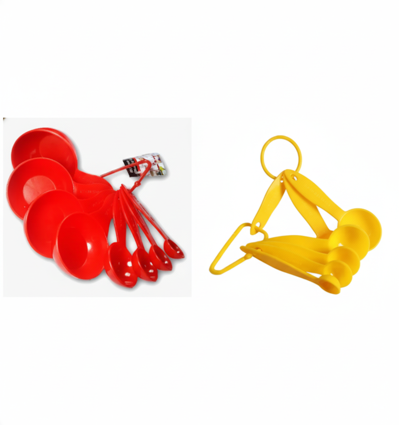 Measuring Cup and Spoon Set Piece Kitchen Measuring Tools for Baking & Cooking (Plastic or Stainless Steel Options)