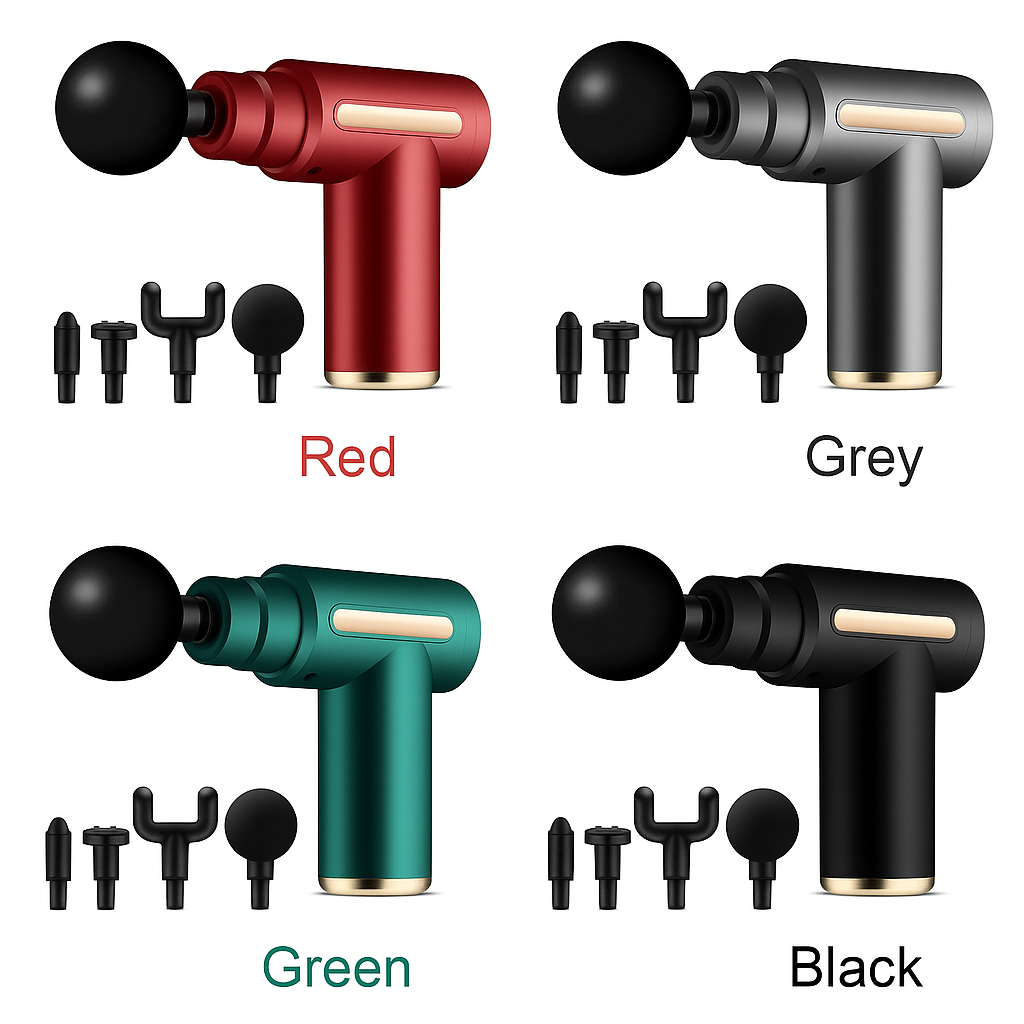 Mini Muscle Massage Gun – Deep Tissue Massager (4 Head Attachments)