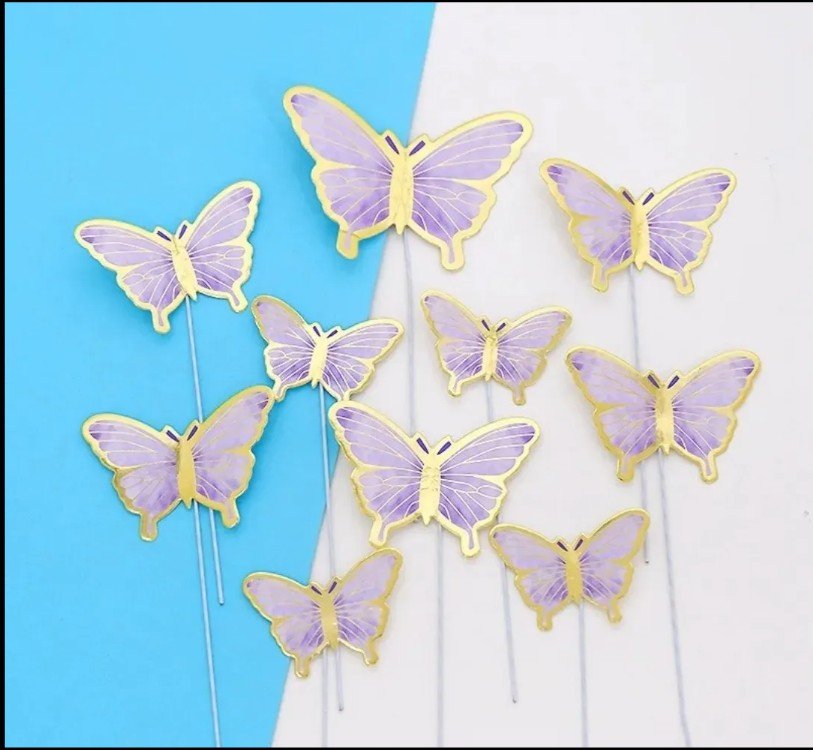 10pcs Butterfly Purple Cake Toppers