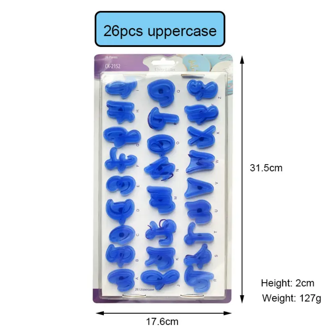26 Pcs Alphabet Fondant Cutter – Uppercase Letter Cake Decorating Set