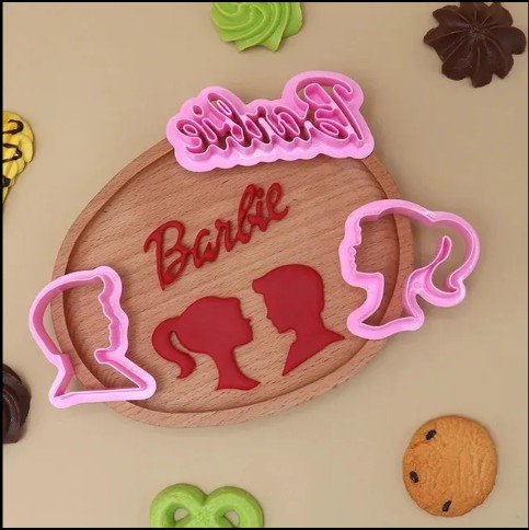 Barbie Fondant Cutter Set – 3 Pcs Girl & Boy Silhouette Cake Decorating Mold