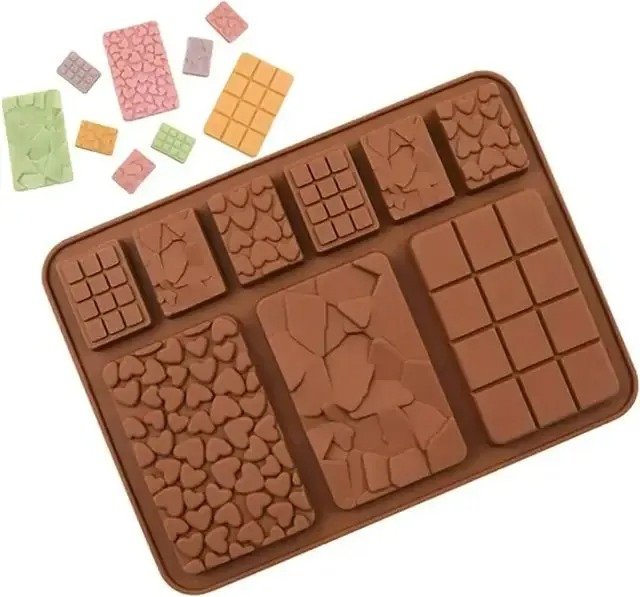 9 Cavity Silicone Waffle Mold – 3 Design Chocolate & Fondant Maker
