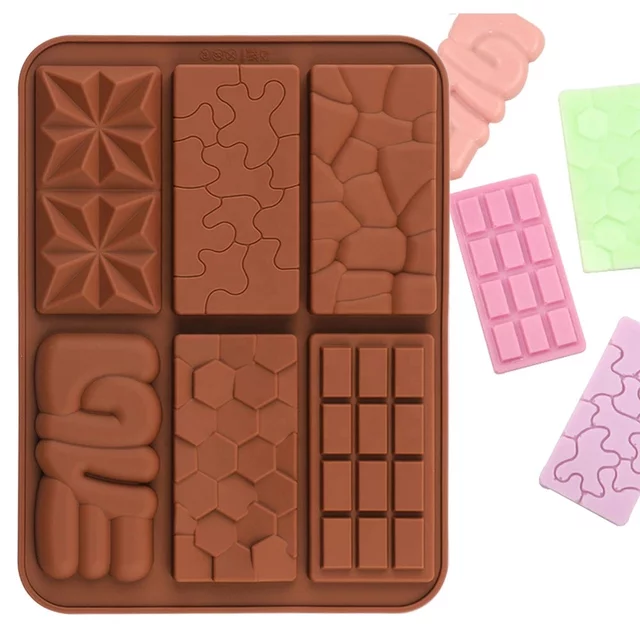6 Cavity Bar Design Silicone Chocolate Mold