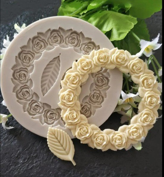 Silicon Round Frame Rose Leaf Mold